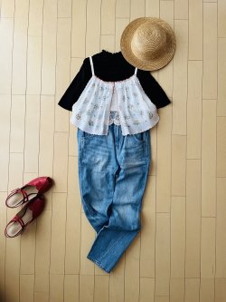 画像1: ひみつを告げるヴィンテージハンカチのキャミ