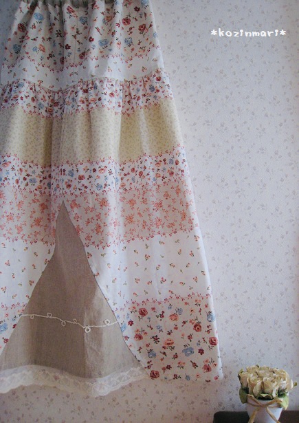 画像1: 【SALE】 お花ボーダーのロングスカート